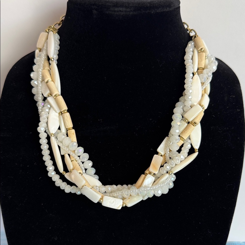 Elegant Multi-Strand Beaded Shell Necklace